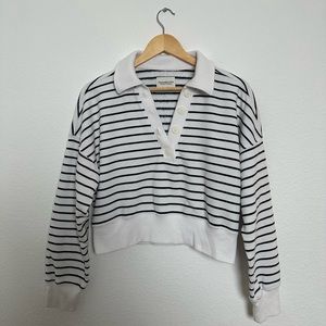 ABERCROMBIE & FITCH STRIPED POLO SWEATER